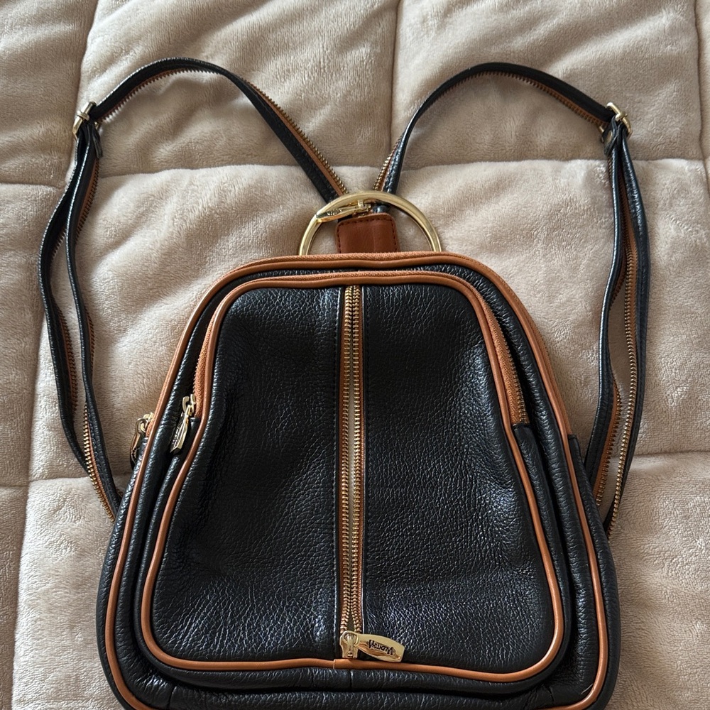 Black and Brown Leather Backpack